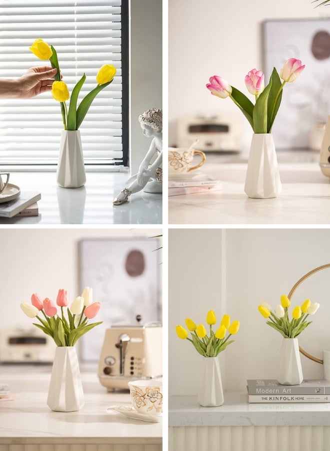 Valemoon White Ceramic Vase, 6.1" H, Mini Artistic Flower Vase Contemporary Style, Fit for Fireplace Bedroom Kitchen Living Room Centerpieces Office Desk - Image 3